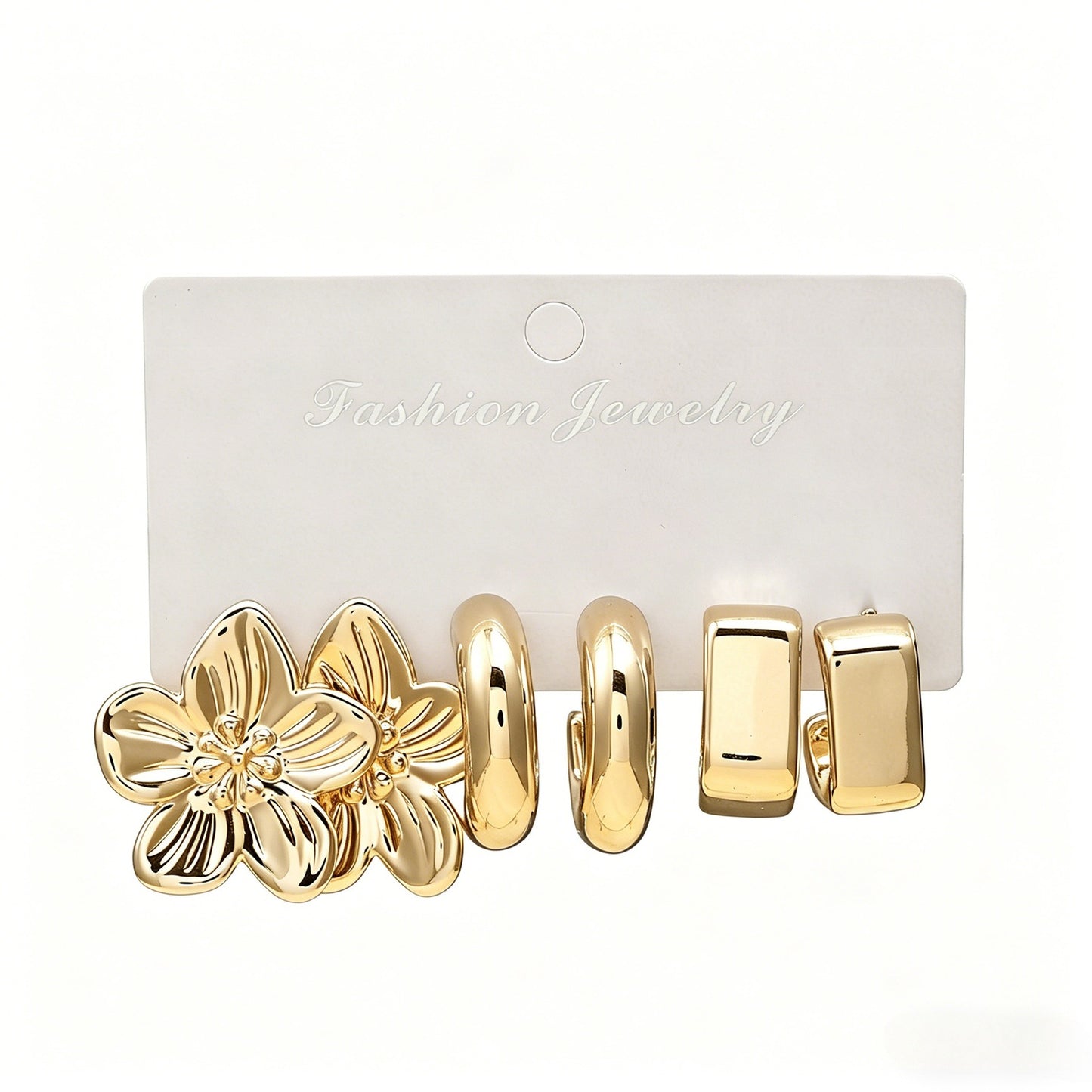 Women's Gold Geometric Fashionable High Sense Combination Earrings