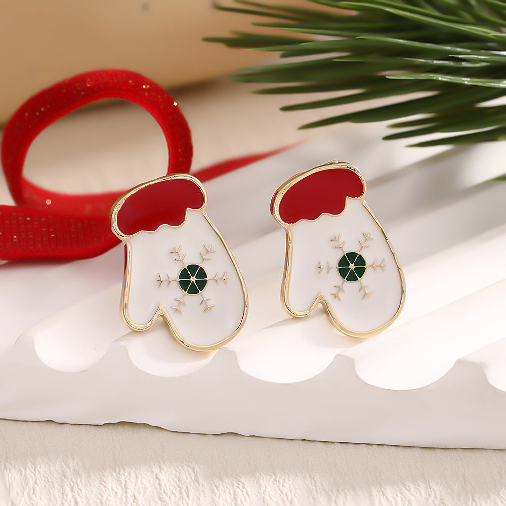 Fashion Elk Tree Snowflake Rhinestone Personalized Stud Earrings