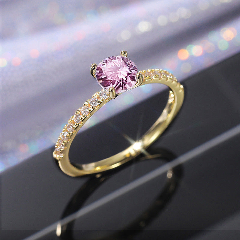 Women's Fashion Zircon Engagement Light Luxury Personality Ring