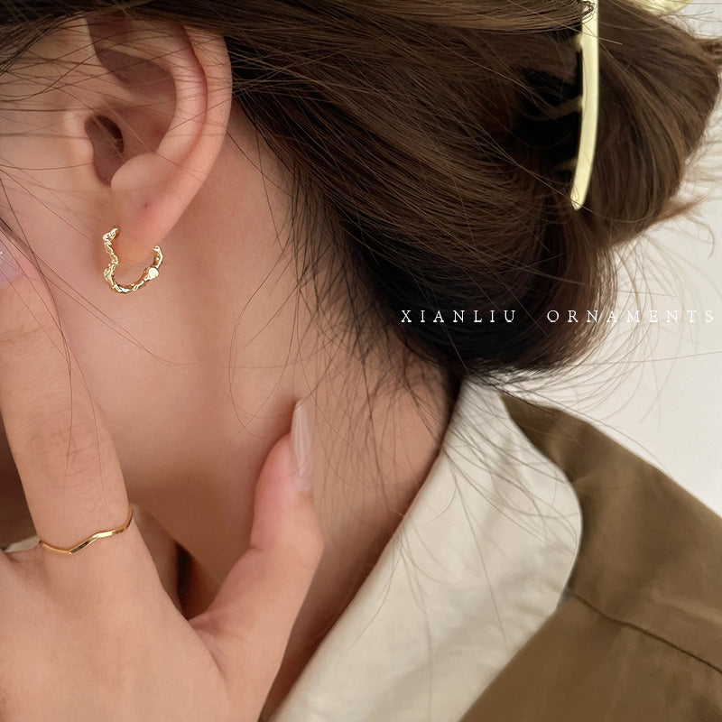 Clip Pleated Heart Female Graceful Personality Ear Buckle