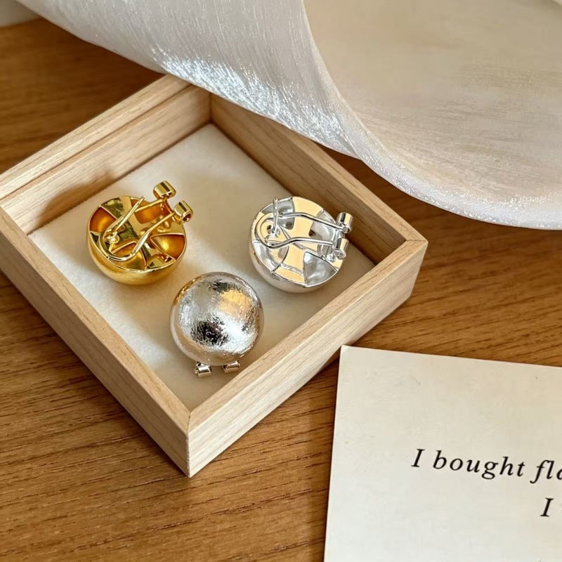 Hemisphere Round Bean Electroplated Real Gold Simple Fashion Old Money Earrings