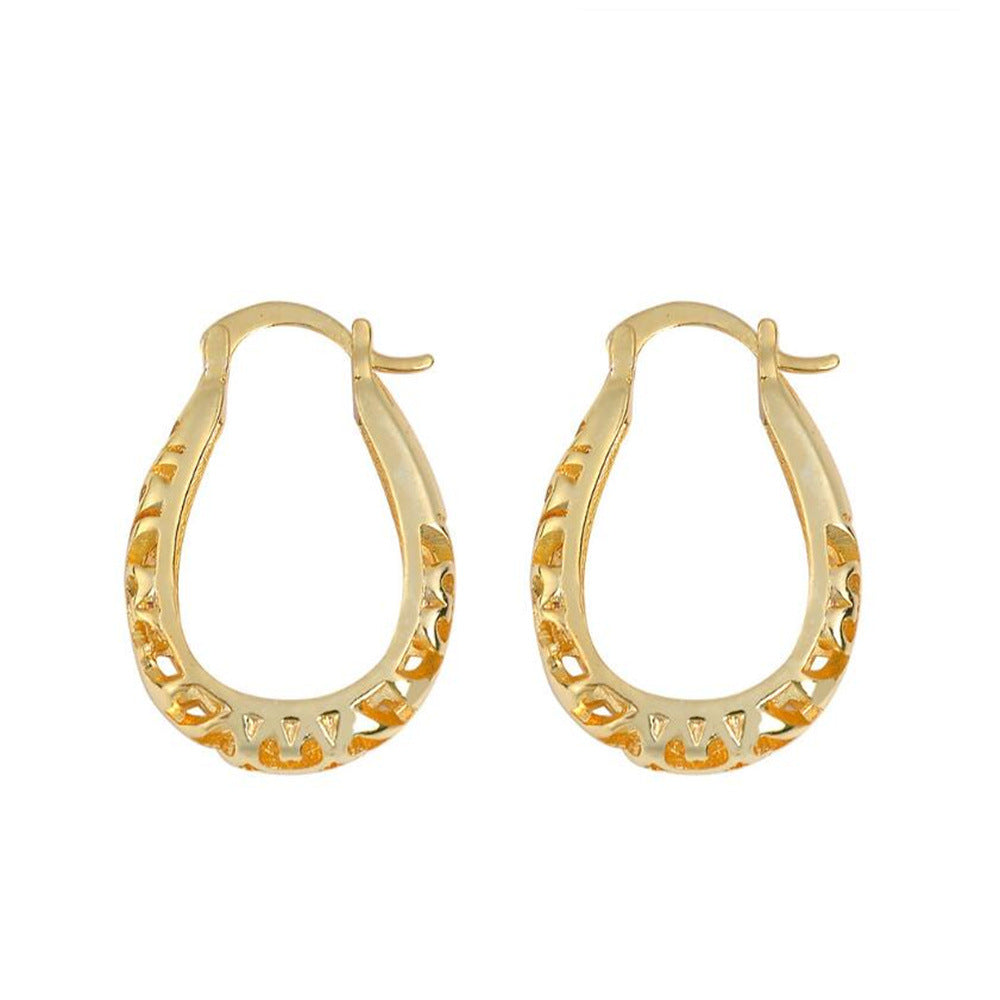 Hollow Flower-shaped High Profile Retro Clip Ear Buckle
