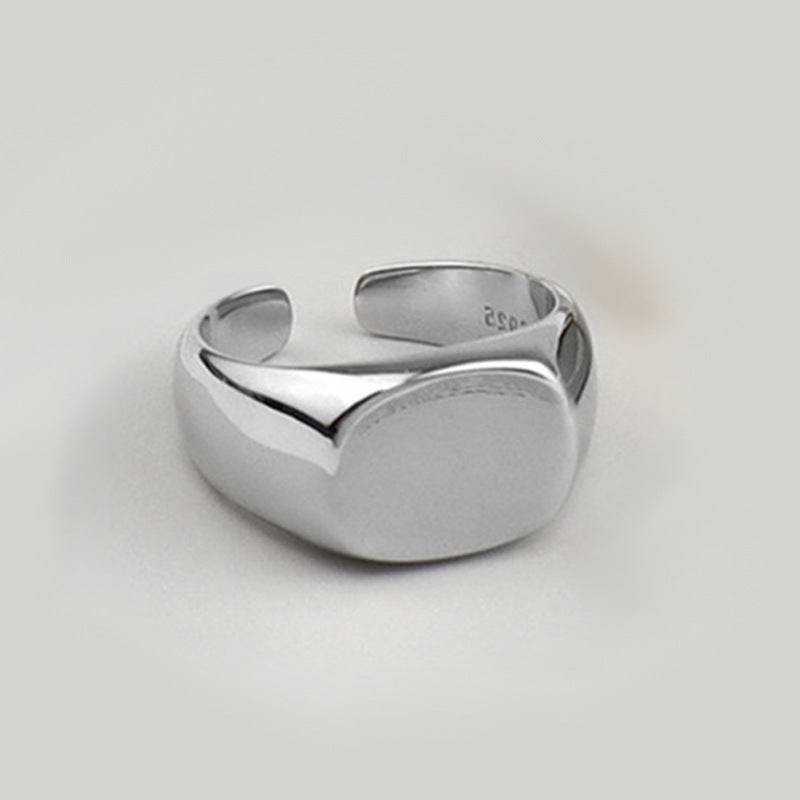 Fashion Geometry Pattern Square Round Smooth Opening Male Rings