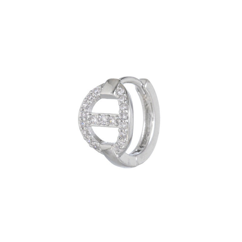 Women's Micro Inlaid Zircon Fashionable Simple Geometric Clip Personalized Hot Design Earrings