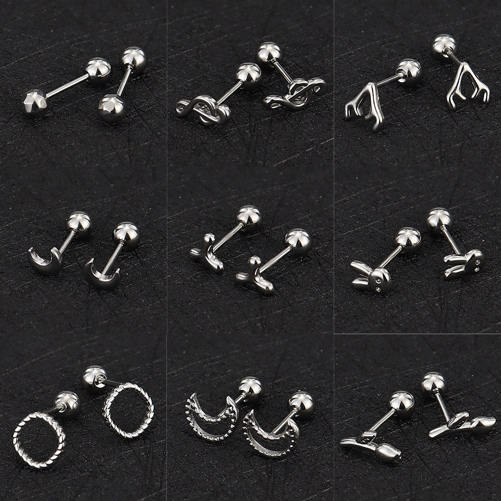 Stainless Steel Ear Bone Nail Mini Piercing Screw Rings