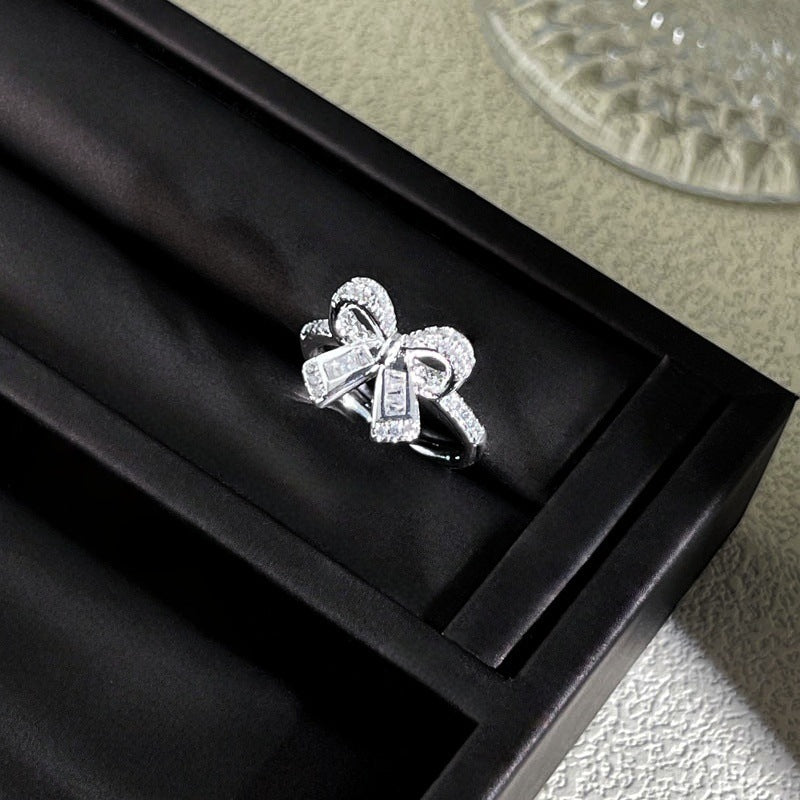 Sweet Style Niche Design Butterfly Flower Female Lace Hollow Out Ring