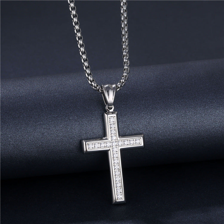 Women's Light Luxury Minority Stainless Steel Cross Sweater Chain Necklaces