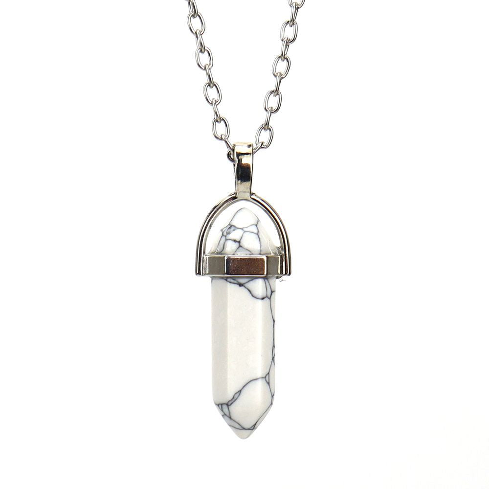 Agate Synthetic Crystal Hexagon Prism Soul Pendants