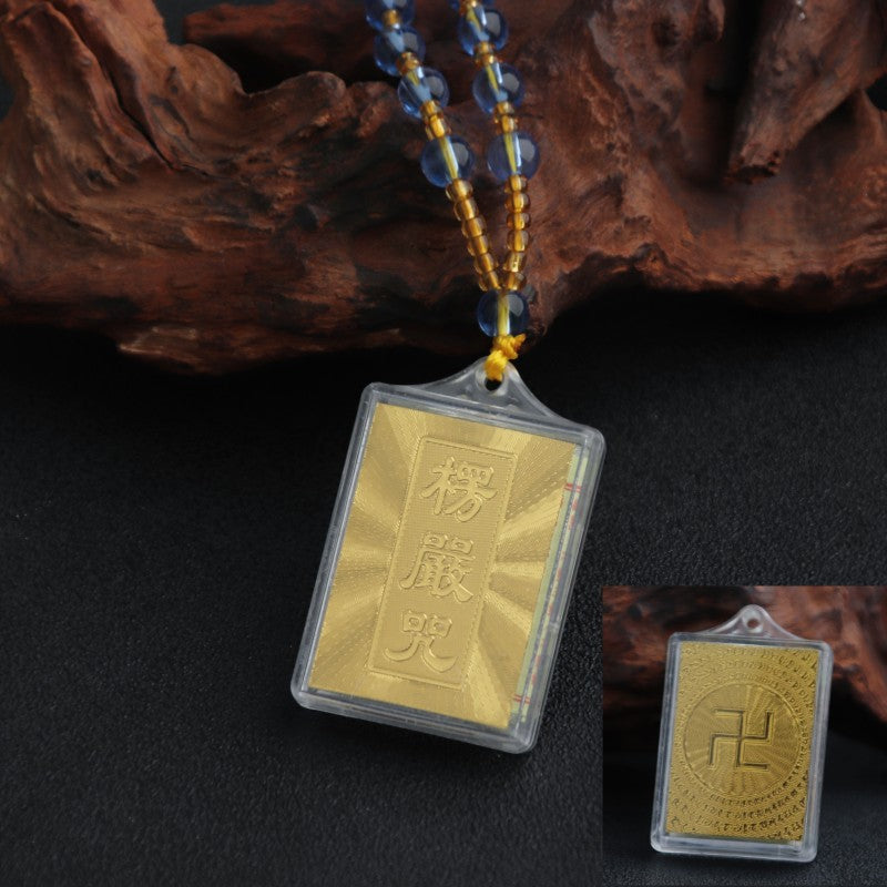 Foil Mantra Built-in Scripture Temple Binding Pendants