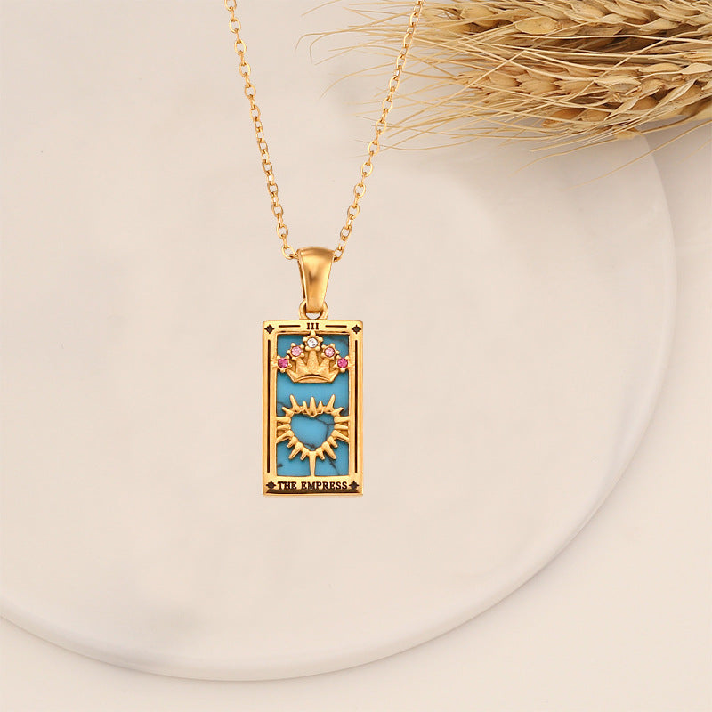 Real Gold Vintage Tarot With Diamond Dripping Necklace