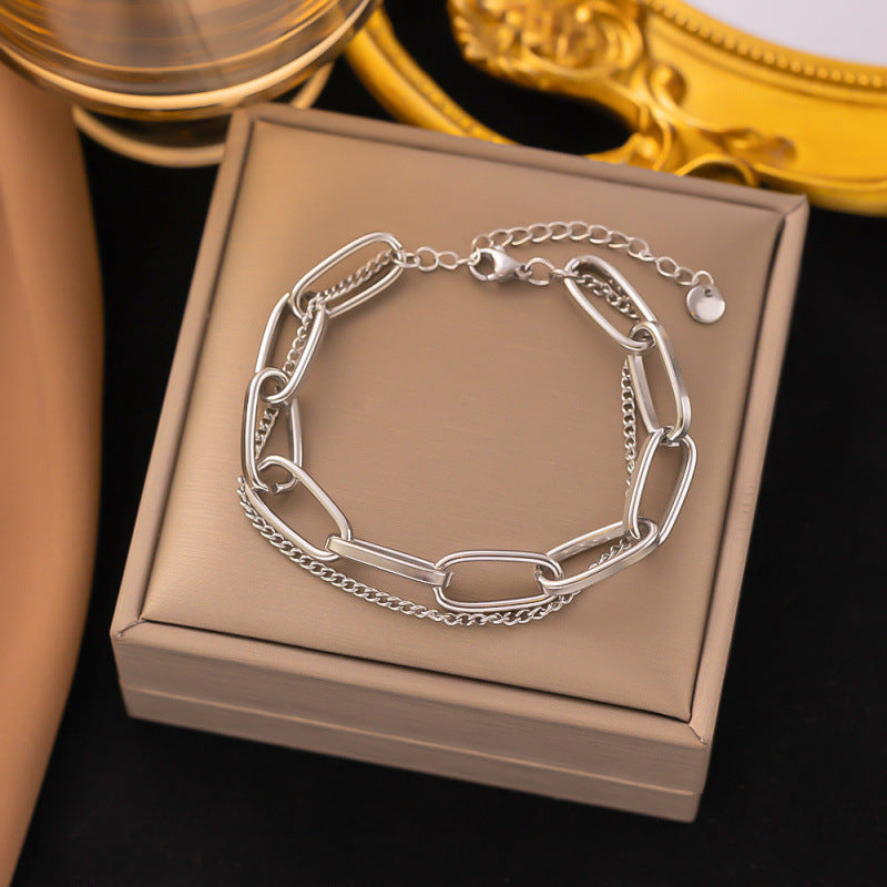 Titanium Steel Female Gold Fashion Light Luxury High Bracelets