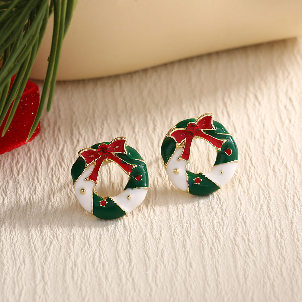 Fashion Elk Tree Snowflake Rhinestone Personalized Stud Earrings