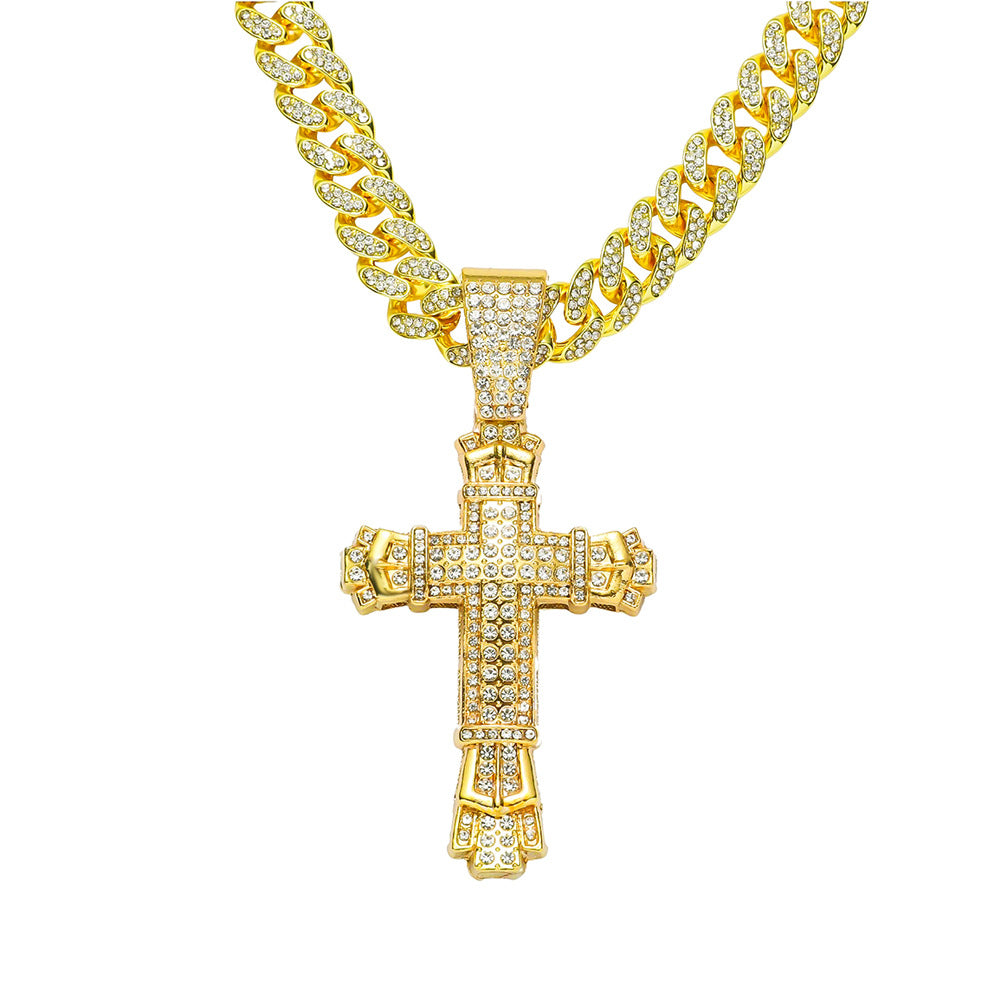 Personality Cross Full Diamond Hip Hop Necklace