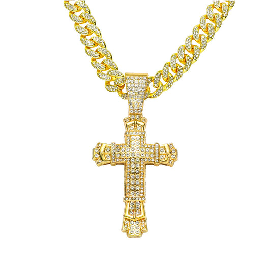 Personality Cross Full Diamond Hip Hop Necklace