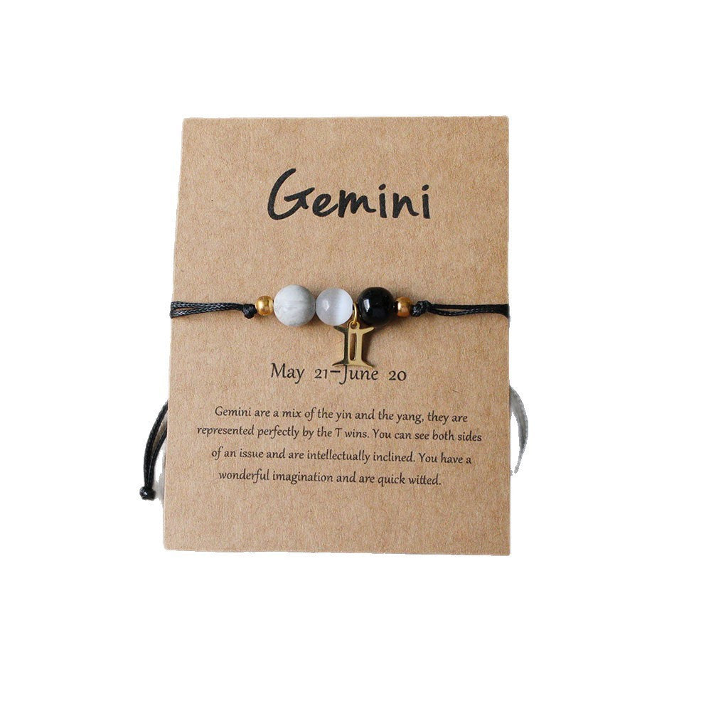 Planets Twee Constellations Natural Stone Blue Black Bracelet