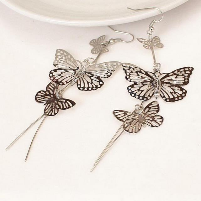 Beauty's Birth Day Hollow Butterfly Long Stud Earrings