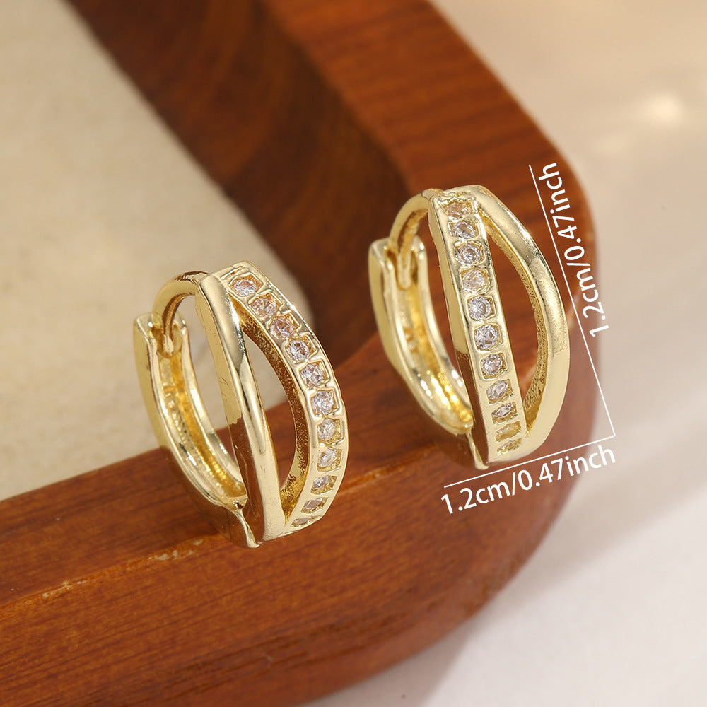 Double Layer Hollow Zircon Clip Gold Sier Light Luxury Rings