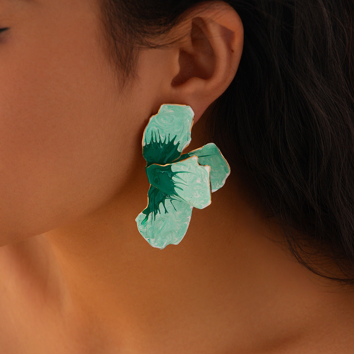 Pink Dripping Oil Petal Ear Accessory Earrings