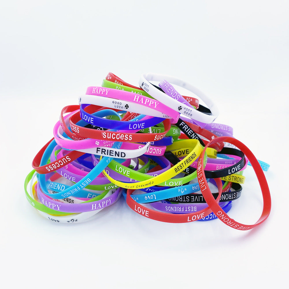 Color Sports Style With Letters Fashion Printing Rubber Bracelet