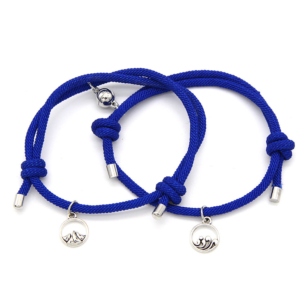 Alloy Sun Moon Oath Couple Magnet Bracelet