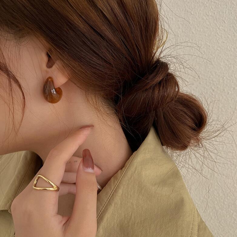 Pin Retro Personality Minimalism Resin Pattern Female Cold Style Earrings