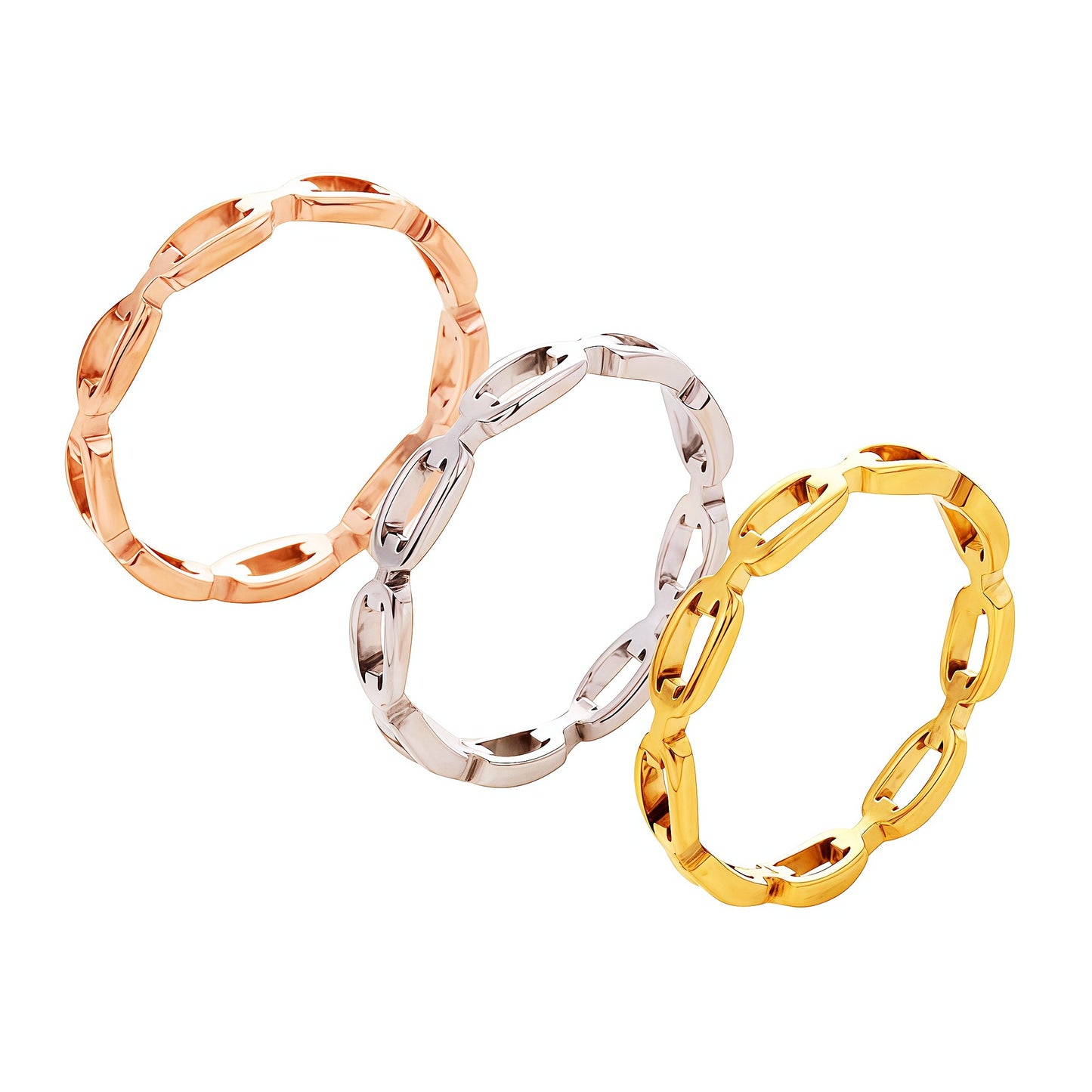 Women's Couple Fashion Personality Hollow Out Chain Design Rose Ring