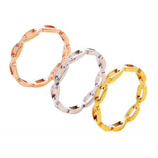 Women's Couple Fashion Personality Hollow Out Chain Design Rose Ring