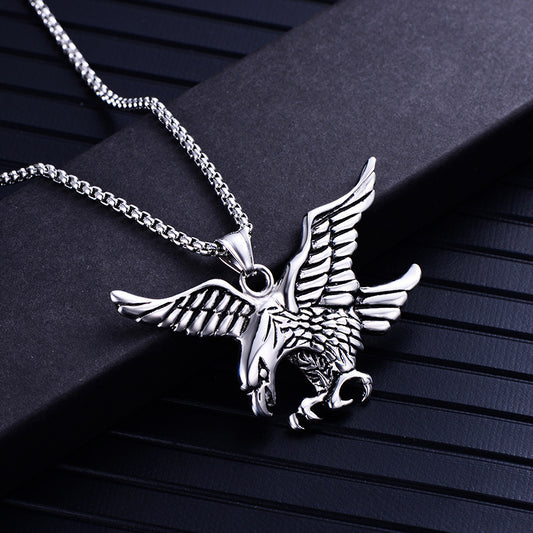 Men's Stainless Steel Titanium Eagle Wings Electroplated Necklaces