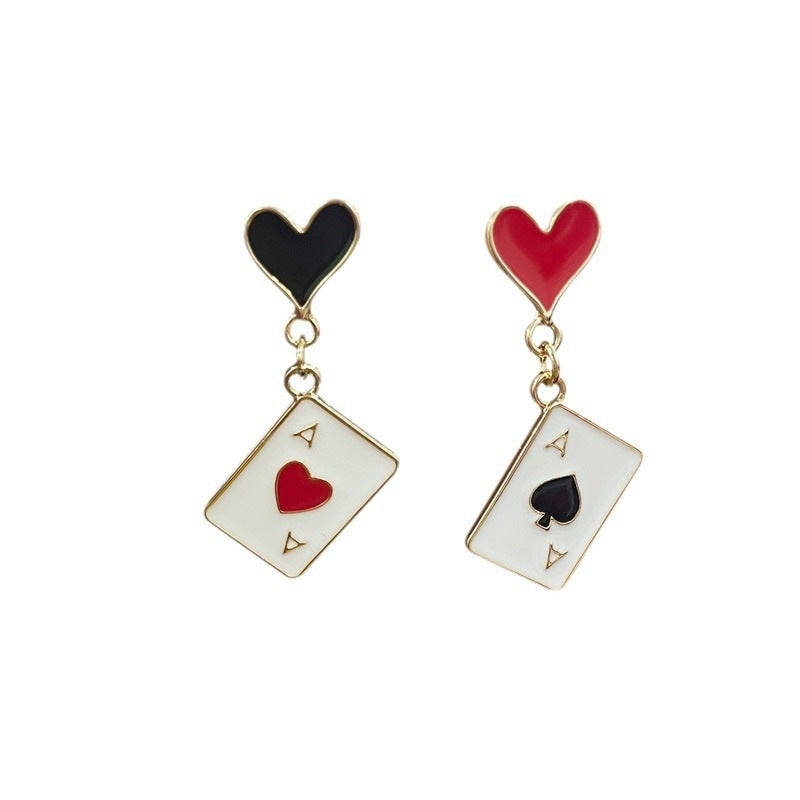 Women's High-grade Alloy Dripping Black Peach Red Earrings