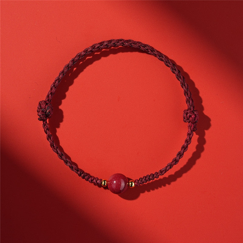 Life Red Rope Woven Cinnabar Jade Ethnic Style Advanced Bracelets
