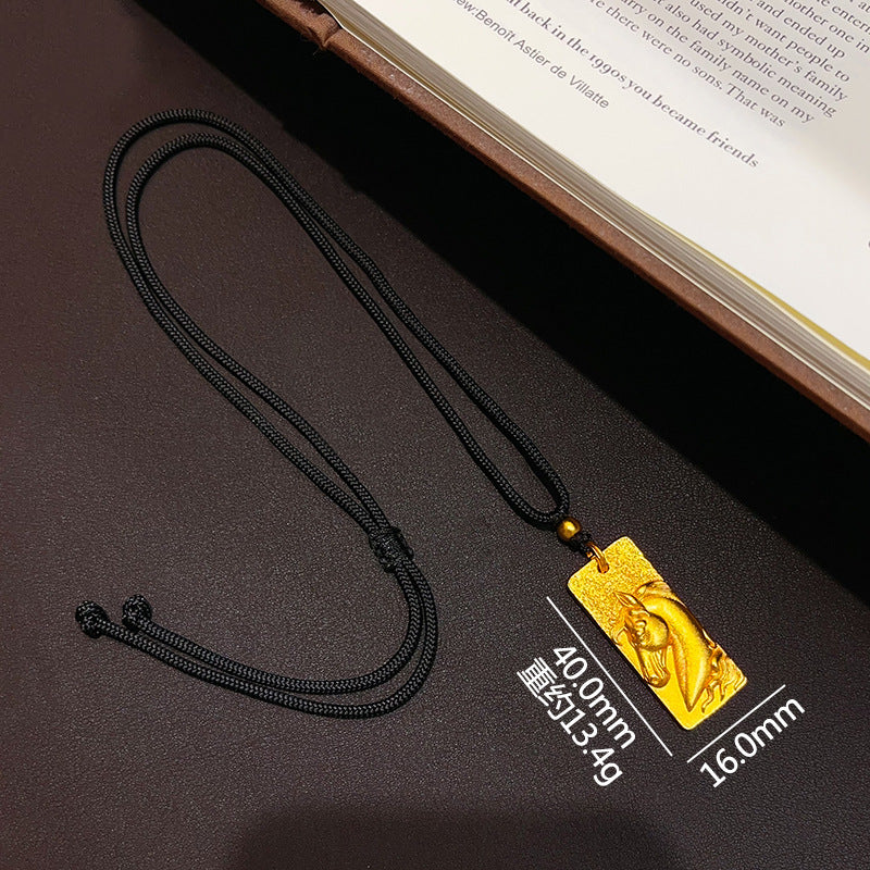 Alluvial Gold Everything Goes Smoothly Horse Head Square Pendants