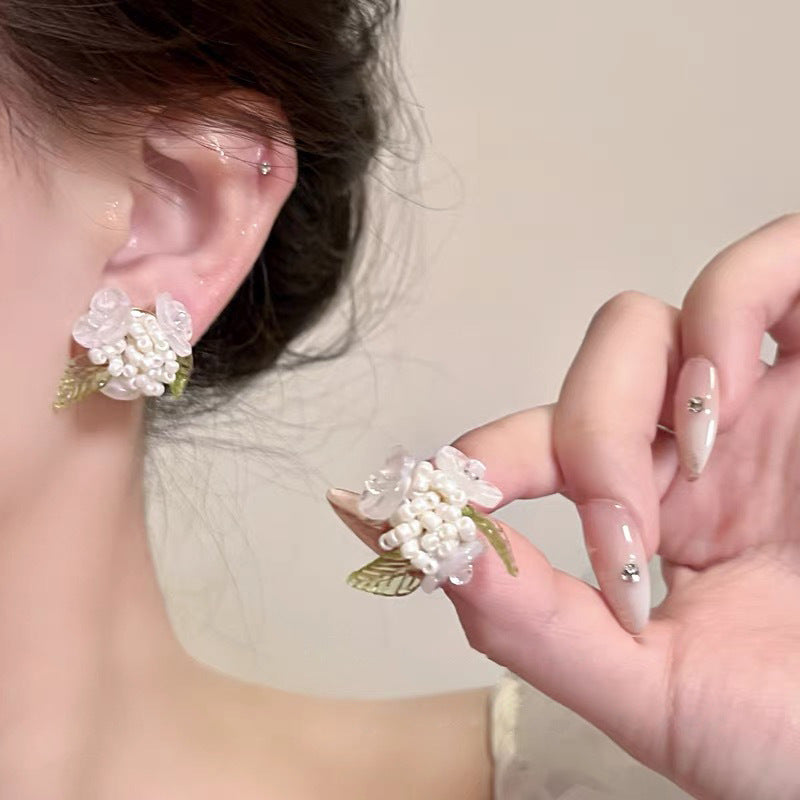 Seaside Vacation Style Flower Tassel Female Atmosphere Fairy Beaded Rings