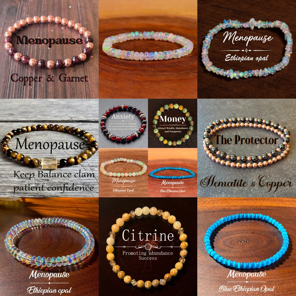 Xi Tigereye Haematite Beaded Three Colors Bracelets