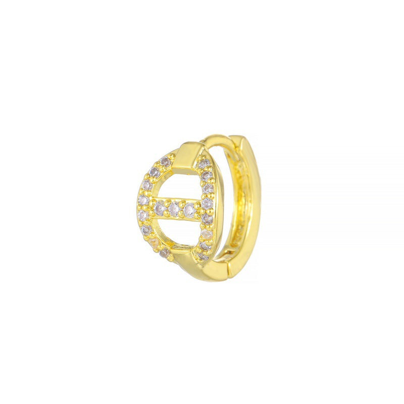 Women's Micro Inlaid Zircon Fashionable Simple Geometric Clip Personalized Hot Design Earrings