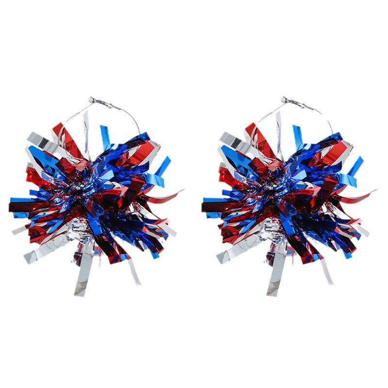 Red White Blue Bright Silk Exaggerated Personalized Holiday Atmosphere Earrings