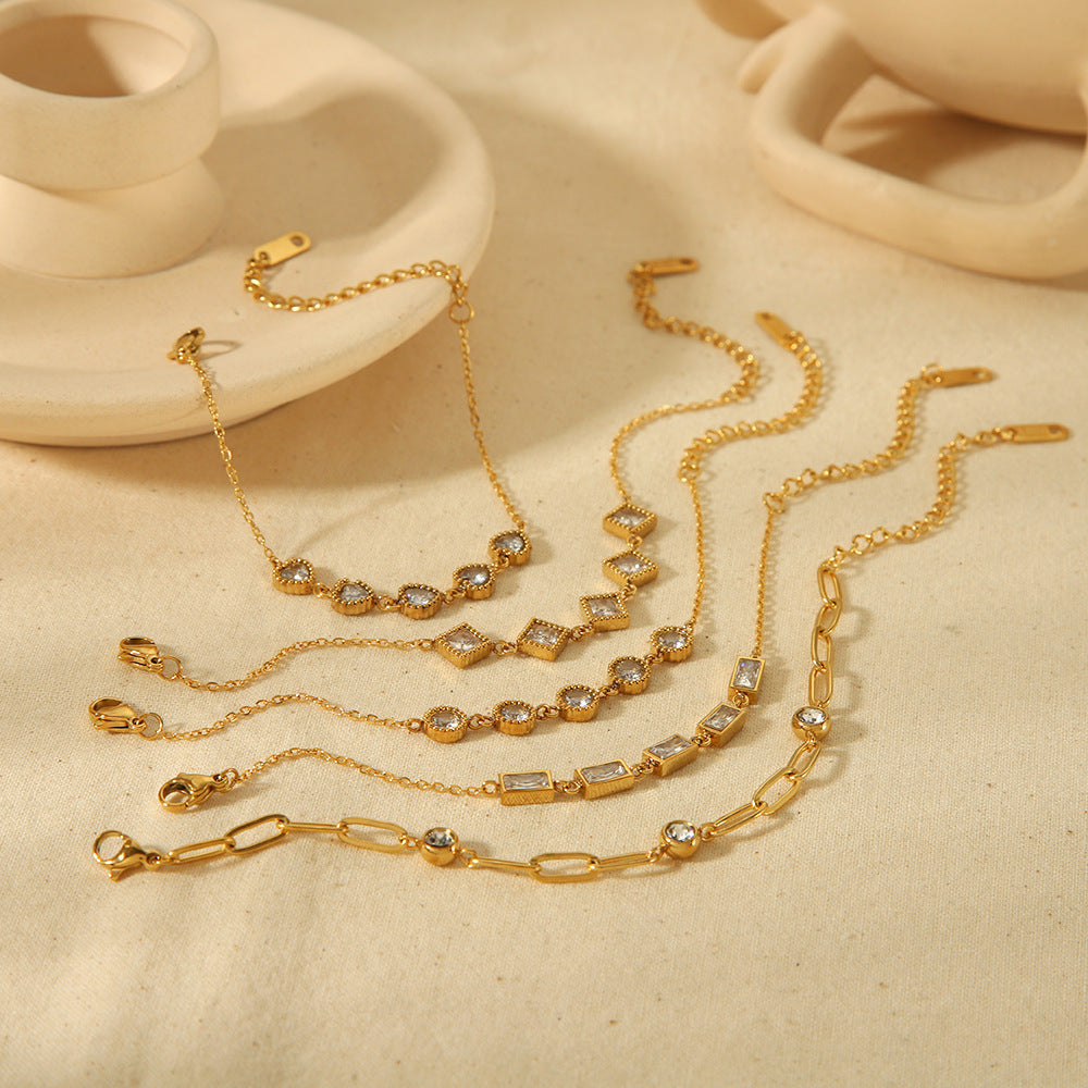 Women's Fashionable Design Gold-plated Stainless Steel Inlaid Zircon High-grade Bracelets