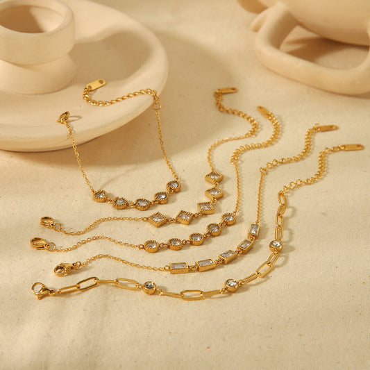 Women's Fashionable Design Gold-plated Stainless Steel Inlaid Zircon High-grade Bracelets