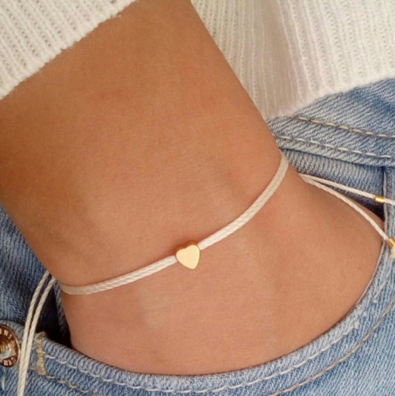 Simple Hemp Rope Cord Heart-shaped Small Bracelets