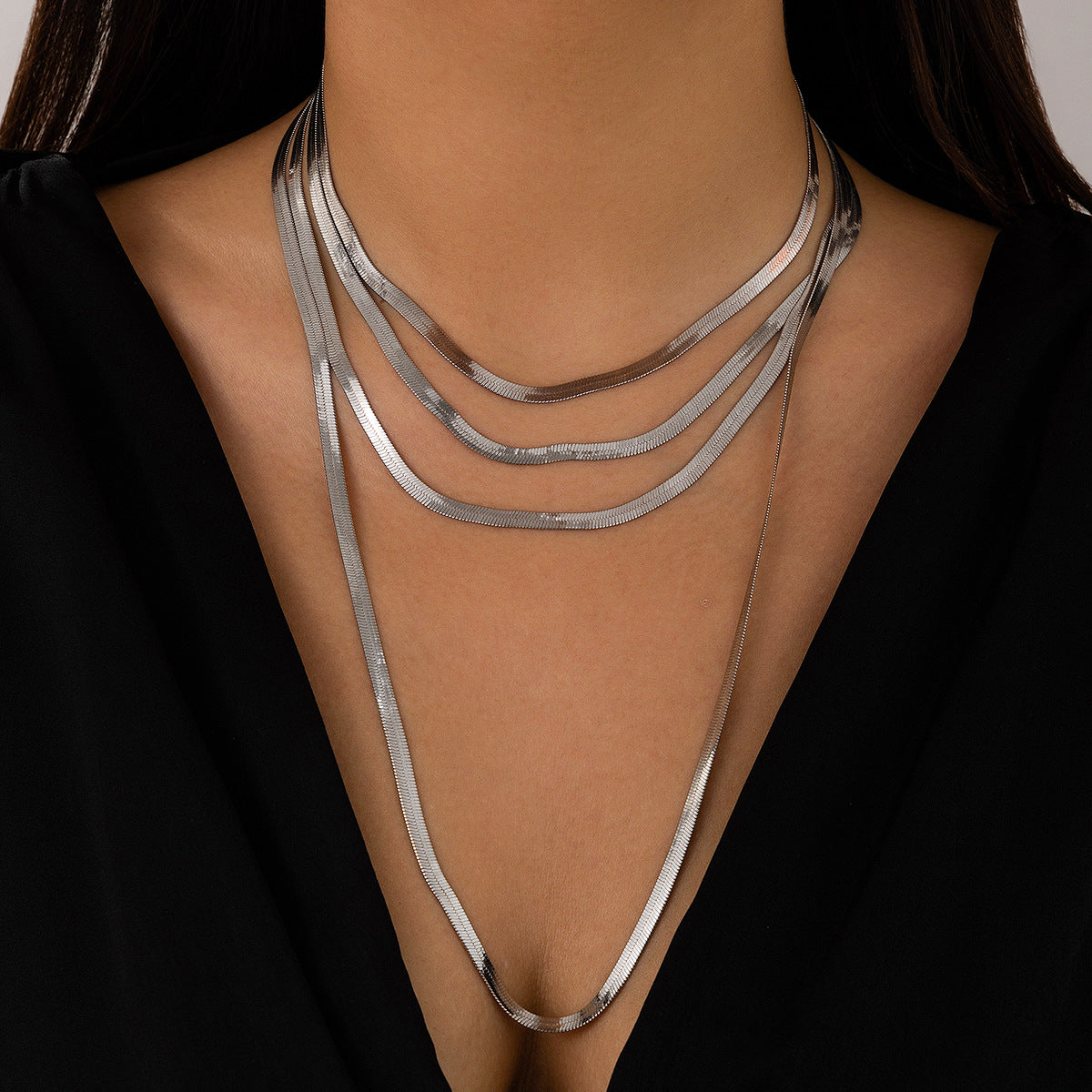 Style Flat Snake Bone High-grade Tassel Multilayer Necklaces