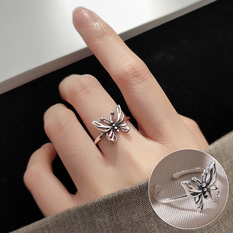 Cross Army Flower Embossed Female Retro Rings