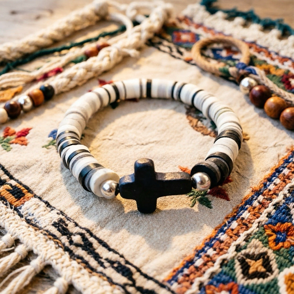 Women's Cross Bohemian Natural Stone For Polymer Bracelet