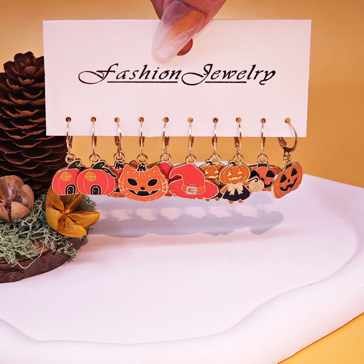 Fashion Halloween Pumpkin Black Cat Funny Personality Creative Smiling Earrings