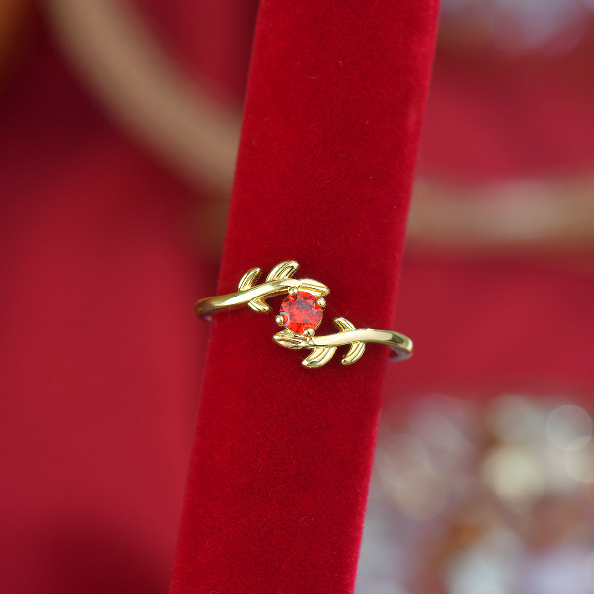 Zircon Real Gold Electroplated Open Female Temperament Light Luxury Design Ring