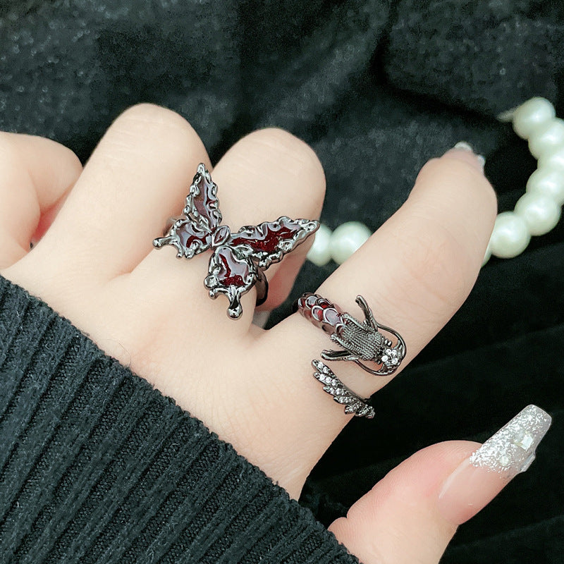 Dark Style Chinese Adjustable Niche Cool Rings