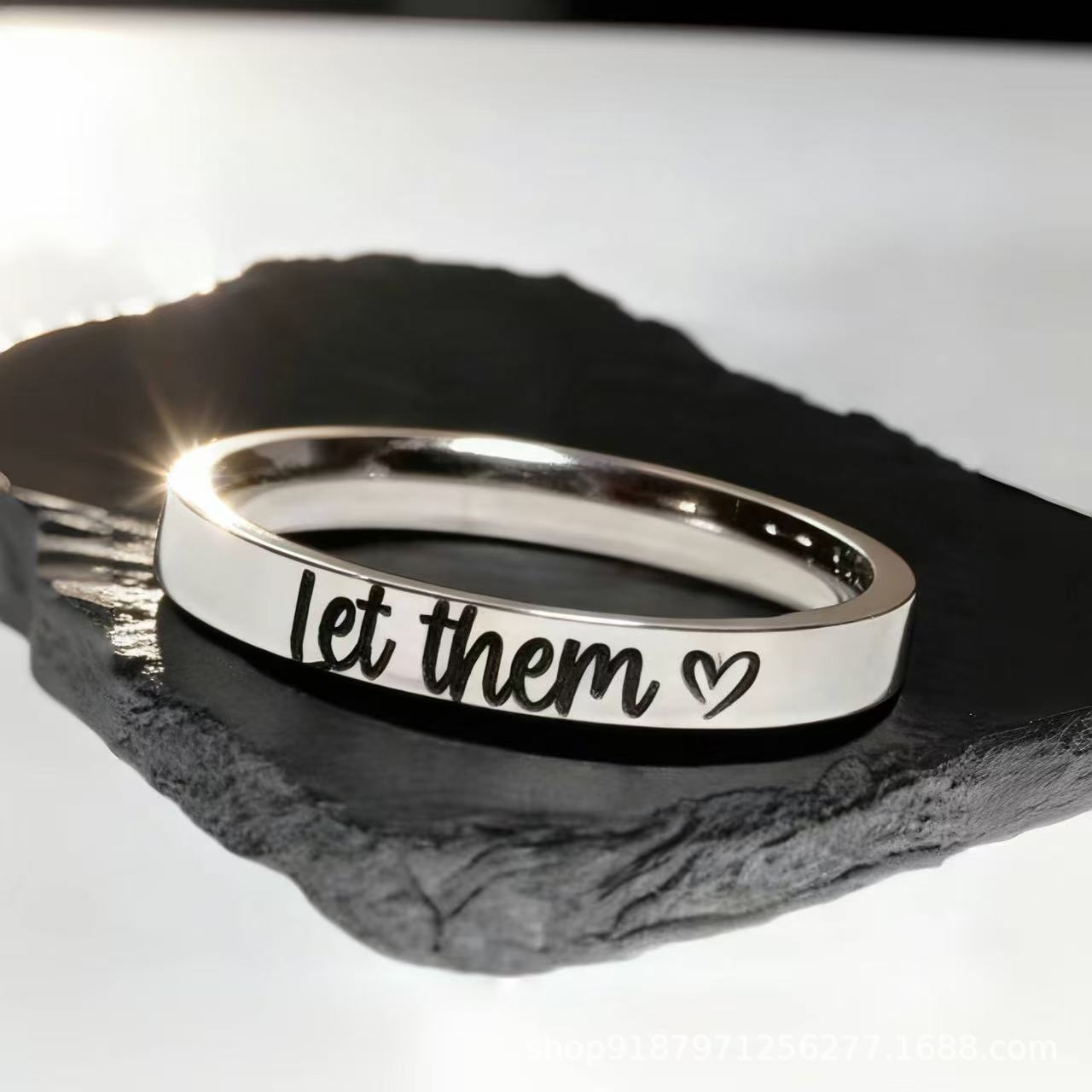 Fashion Titanium Steel Niche Personality Engraved Rings