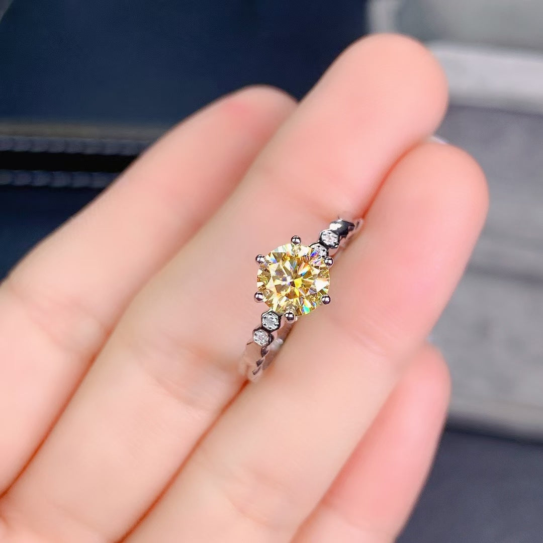 Women's Broadcast Karat Exquisite Simulation Citrine Colored Gems Simple Rings