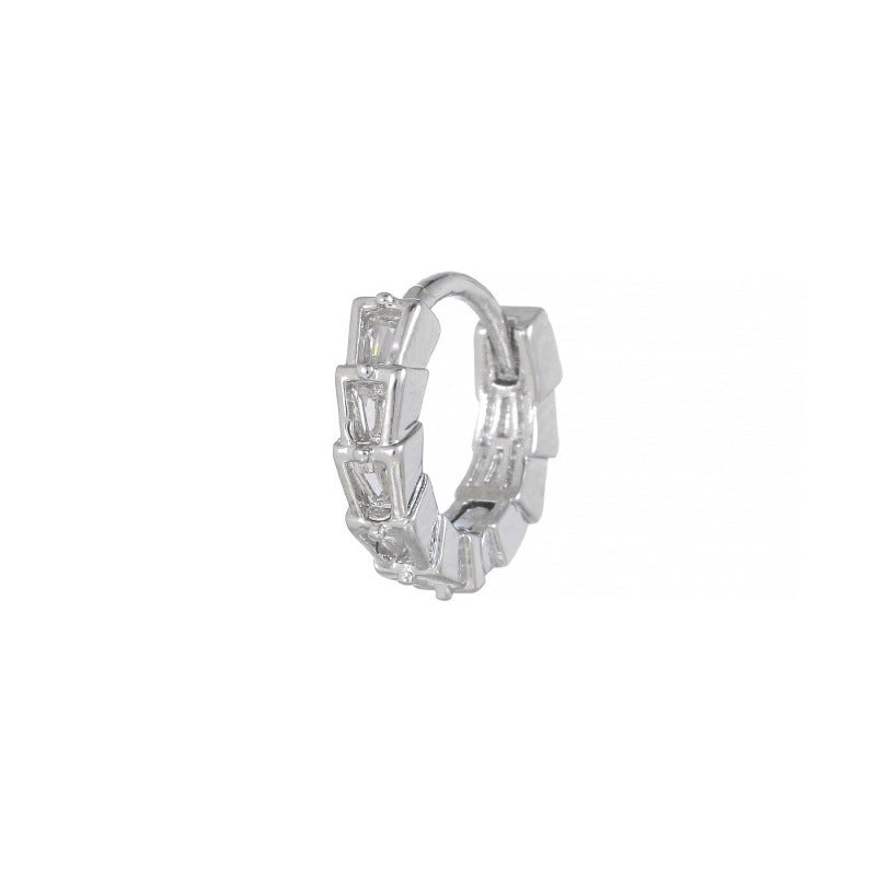 Women's Micro Inlaid Zircon Fashionable Simple Geometric Clip Personalized Hot Design Earrings