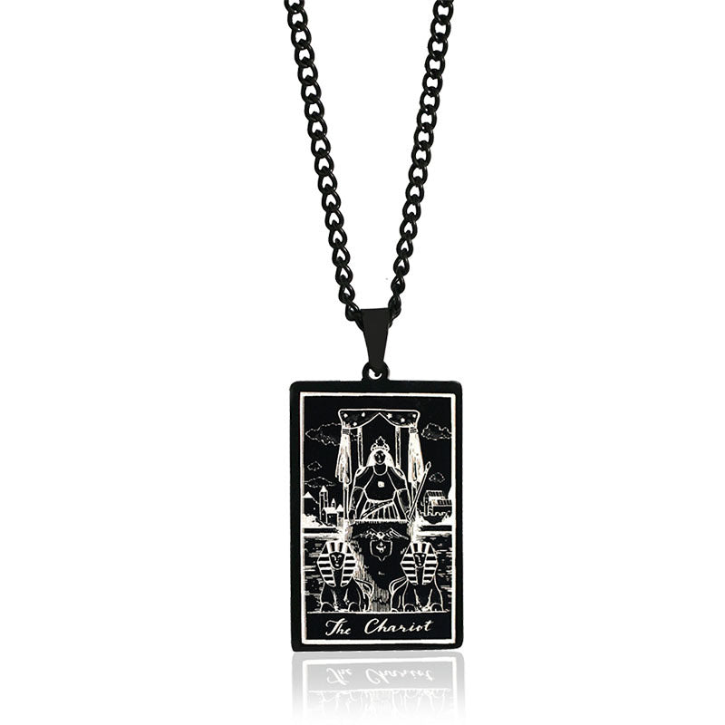 Zhang Tarot Titanium Steel Retro Rectangular Necklaces