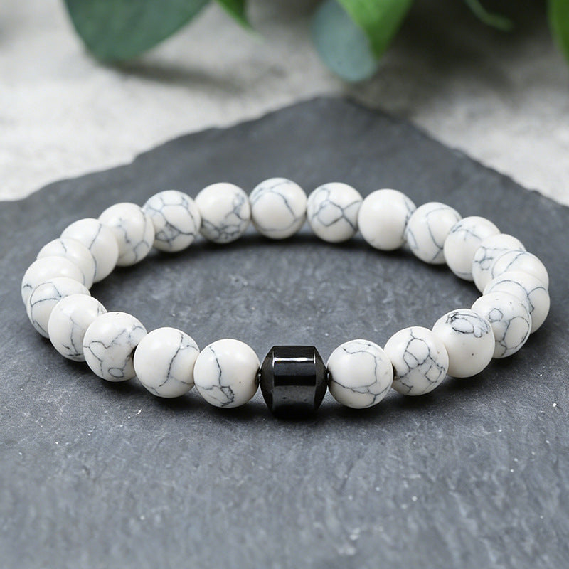 White Turquoise Tigereye Volcanic Rock Green Malachite Bracelet