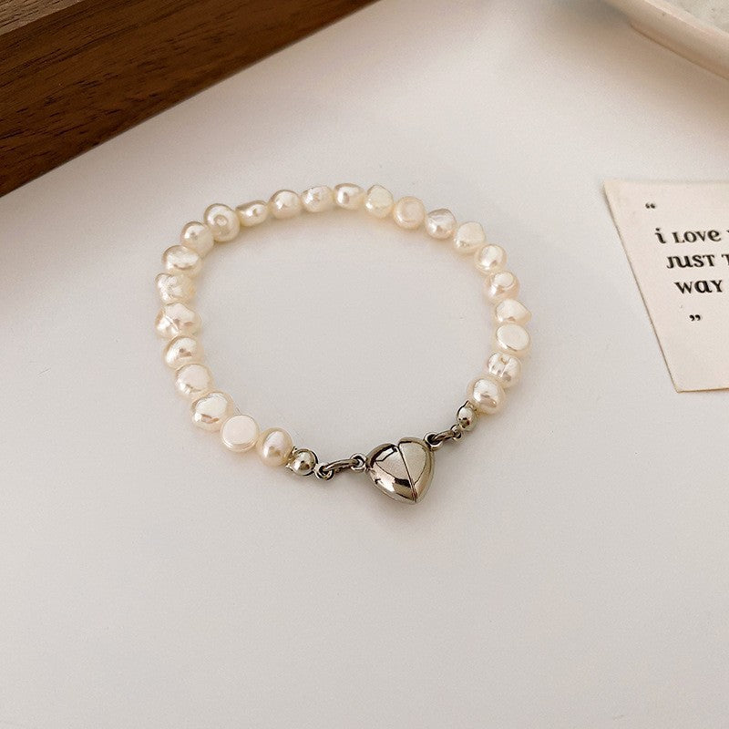 Women's Pearl Buckle French Fashion Design Retro Love Temperament Bracelets